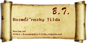 Bozmánszky Tilda névjegykártya